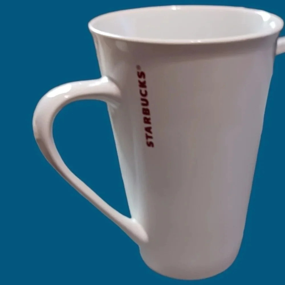 Starbucks coffee ceramic tall latte mug white and red - Picture 2 of 7